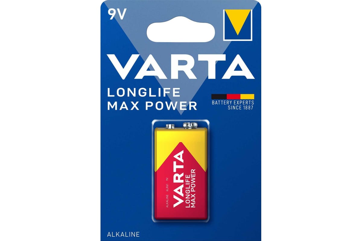 Батарейки VARTA LONGLIFE MAX POWER 9V бл.1 
