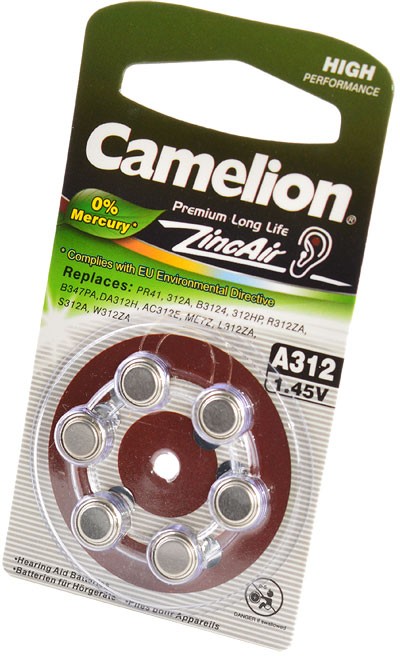 Camelion Zinc-Air A312-BP6(0% Hg) BL6