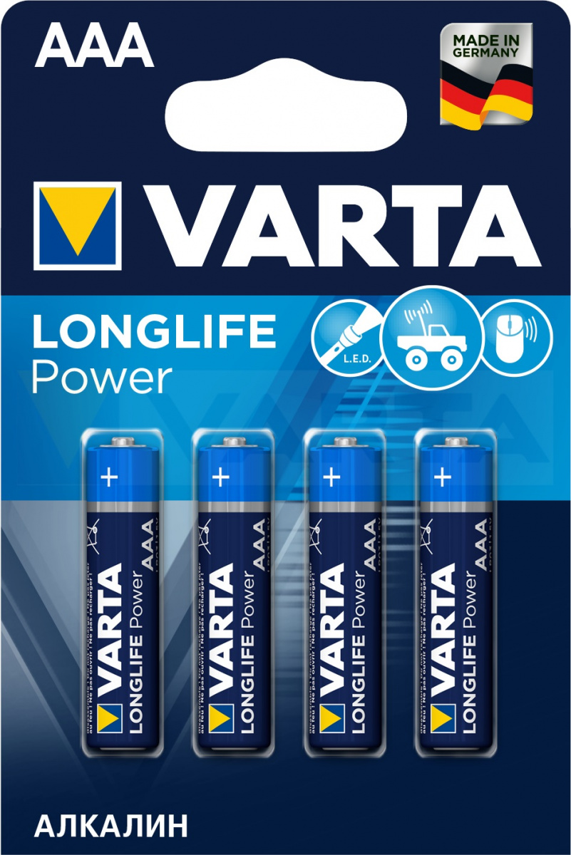 Батарейка VARTA LONGL. POWER AAA бл. 4 (рус.)