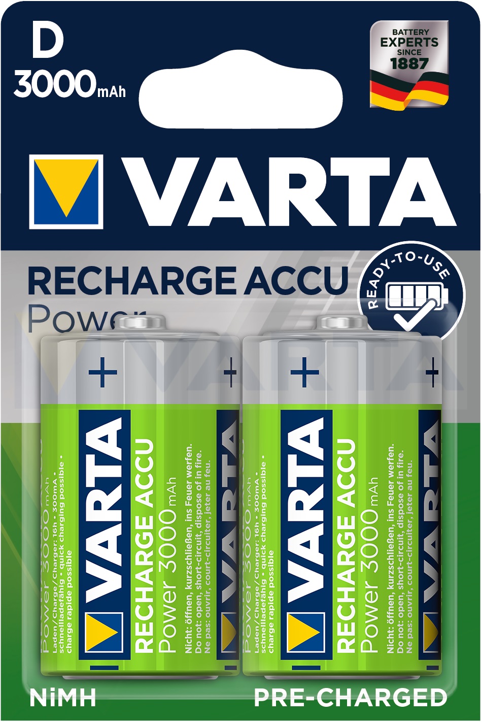 Аккумулятор VARTA POWER R2U D 3000мАч (блистер 2шт)